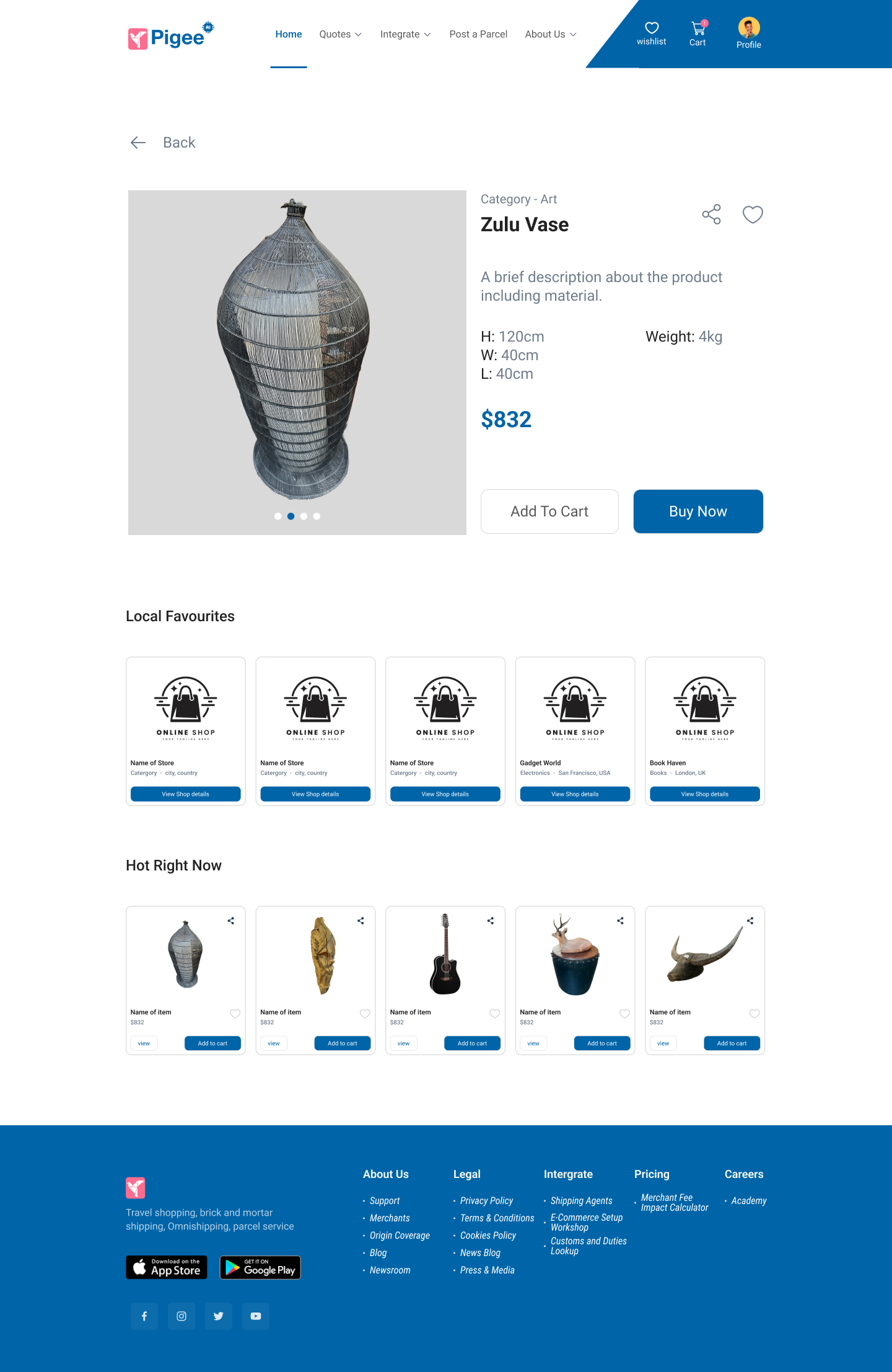 Pigee shop product view