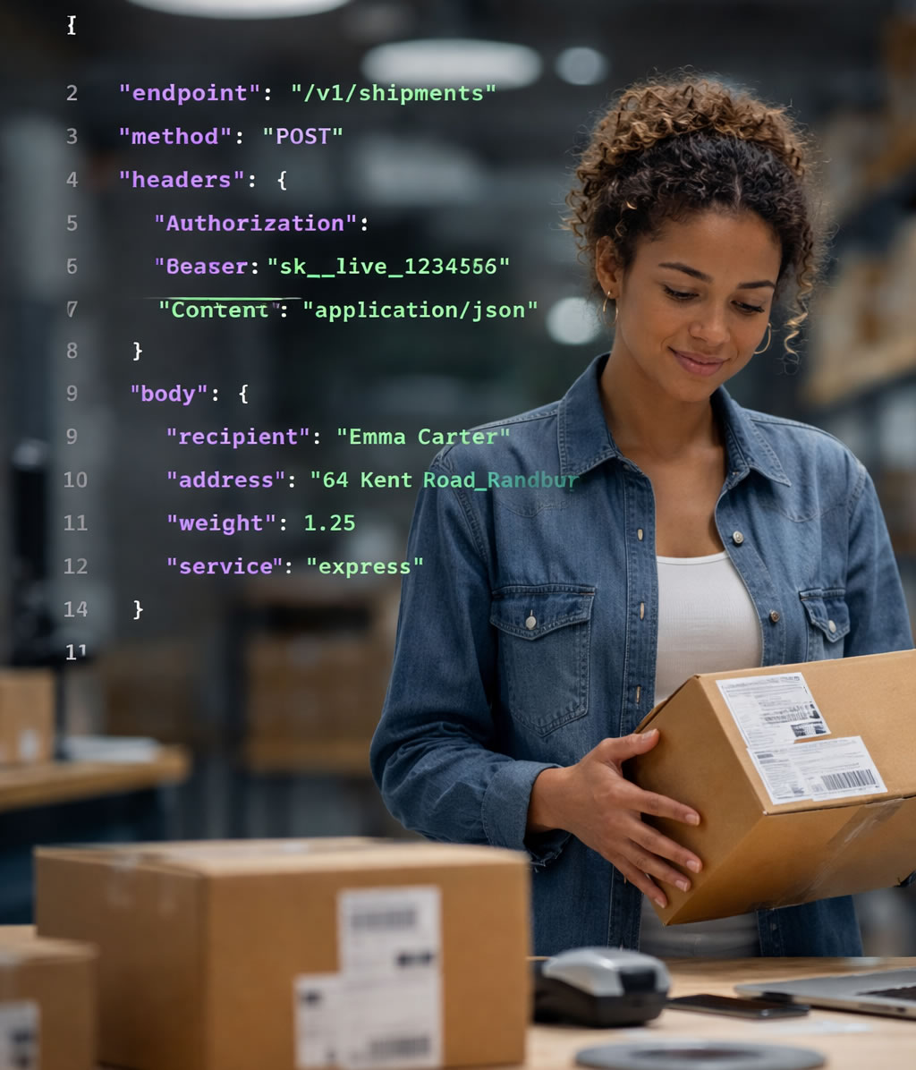 Developer integrating the Pigee shipping API